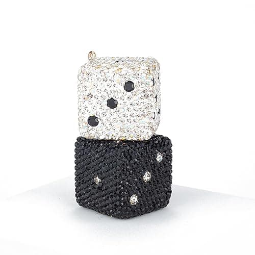 Bling Diamond Dice Car Hanging Accessories – Crystal Rear View Mirror Ornament, Sparkly Car Decor, Lucky car Accessories All Models (Black and White) thumbnail 5