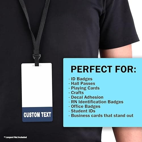 Custom Badge Buddy - Personalized Print Badge Buddy - Vertical - Print On Both Sides with Border - Durable and Water Resistant Ideal for Teachers, Nurses, Doctors, Security, Visitor, Healthcare thumbnail 6