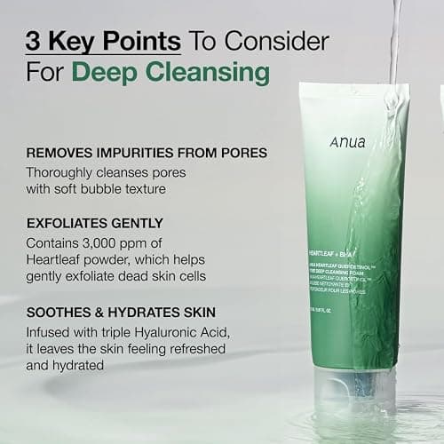 Anua Double Cleanser Duo for Facial Cleansing : Heartleaf Pore Control Cleansing Oil & Heartleaf Quercetinol Pore Deep Cleansing Foam for Double Cleansing, Korean Skincare thumbnail 5