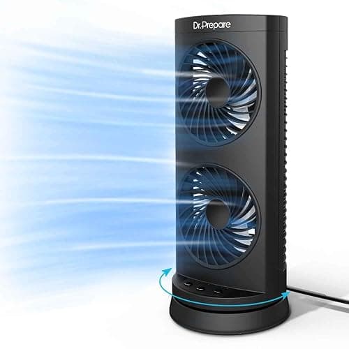 Dr. Prepare Tower Fan Oscillating Fan, Portable Desk Fan with 3-Speed Options, Dual Air Circulation, 110° Oscillation, 3 Timers, Personal Quiet Table Fan for Home Office Desktop Bedroom, 13 inch - Image 1