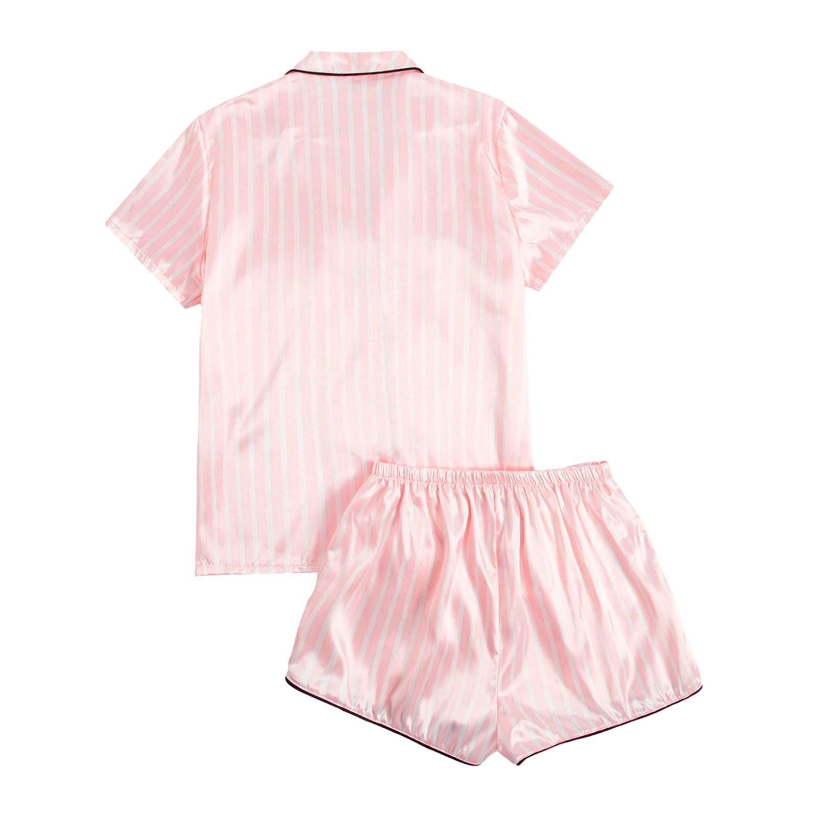 Generisch 2025 Women's Pyjama Set Casual Silk Satin Short Sleeve Button Down Sleepwear Lingerie Dressing Gown thumbnail 2