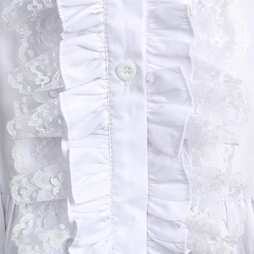 Gothic Victorian Blouse for Women Sweet Lolita Shirt High Low Irregular Ruffles Lotus Hem Medieval Tops thumbnail 4