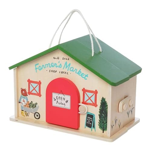 Manhattan Toy Farmer’s Market Day 12-Piece Portable Wooden Toy Figure Pretend Shopping Playset - Image 1