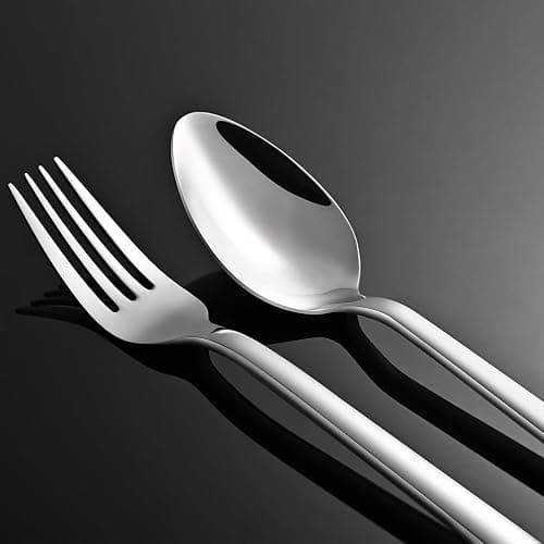 KINGSTONE Silverware Set, 10 Piece Flatware Cutlery Set for 2, 18/10 Stainless Steel Silverware Mirror Polished Dishwasher Safe for Home, Restaurant, Wedding, Party thumbnail 6