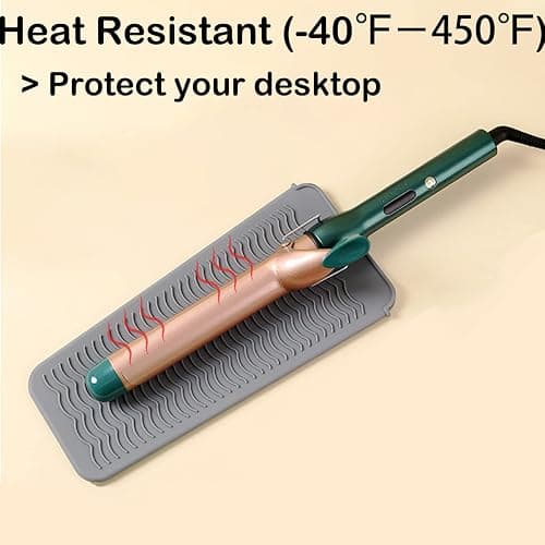 Heat Resistant Silicone Mat with Hanging Hole, Straightener Heat Resistant Travel Mat & Pouch for Curling Iron, Flat Iron and Other Hot Hair Styling Tools, 11 x 5 in, Gray thumbnail 2