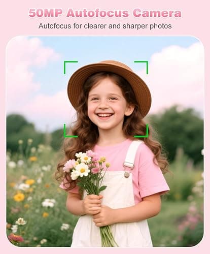EJXHKNF Digital Camera, 1080P FHD Vlogging Camera 50MP Compact Portable Photo Camera with 2.4" Screen, 16X Digital Zoom Mini Small Pocket Camera for Kids Students with 1 Battery, 32GB Card (Pink) thumbnail 3