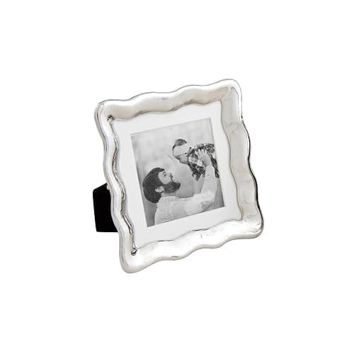 Mud Pie Square Wavy Metal Mini Frame; 5" X 5" - Image 1