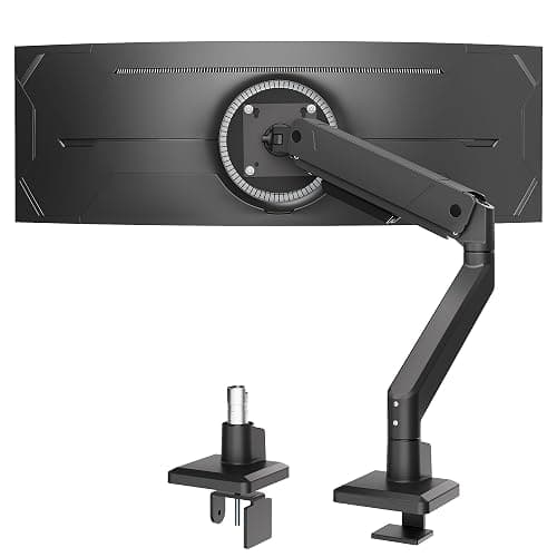 monTEK Single Monitor Arm for Max 45 Inch Ultrawide Screens Adjustable Monitor Desk Mount Holds 35 Lbs Cable Management with Clamp/Grommet Desk Mount, VESA 75/100mm - Image 1