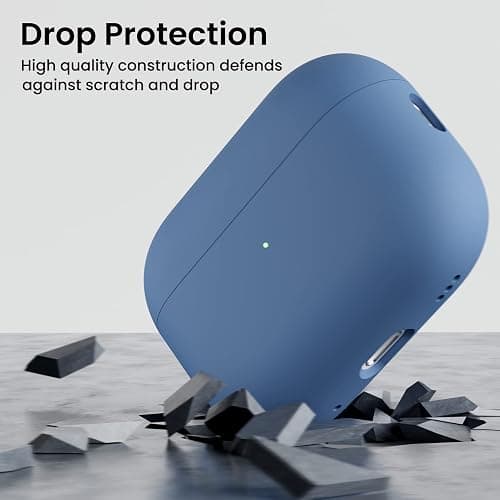 ORNARTO Kompatibel mit AirPods Pro 2 Hülle 2022, Schützende Flüssig Silikon Hülle für AirPods Pro 2 2022 Hybrid Skin Front LED Sichtbar Silikon Hülle Französisch Blau thumbnail 7