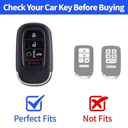 Kespevn for Honda Key Fob Cover 5 Button Soft TPU with Leather Keychain 360 Degree Protection Key Case Shell Holder Fits for 2022 2023 2024 Honda Accord Civic HR-V CR-V Pilot Odyssey, B White thumbnail 2