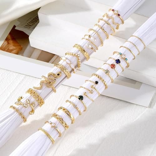 KISS WIFE Golden Silvery Black Kunckle Rings Set for Women, Dainty Simple Trendy Cute Stackable Finger Rings Pack, Perfect for Stacking Layering on Thumb and Knuckle, Mixed Size, Jewelry Gift thumbnail 8
