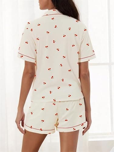 Fhykiss Women's 2 Piece Pajama Set Loungewear Pajamas Cute Pjs Sets Sleepwear Button Down Lounge Sets Soft Preppy Y2k thumbnail 3