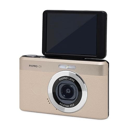 Kodak PIXPRO C1 Friendly Zoom Digital Camera - 13MP Compact Point and Shoot with 2.8” 180° Tilt LCD Flip Screen, Retro Vintage Design with 4X Zoom and 1080P Full HD Video for Travel, Vlogging, Tan thumbnail 6