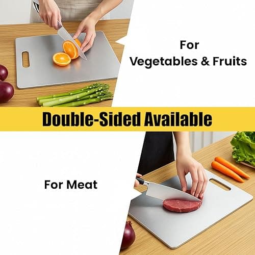 Titanium Cutting Board, 100% Pure Titanium Chopping Board for Kitchen, Hygiene & Durability Double Sided Cutting Board, Non toxic Chopping Board, Dishwasher Safe (15.7“ x 10.8”) thumbnail 3
