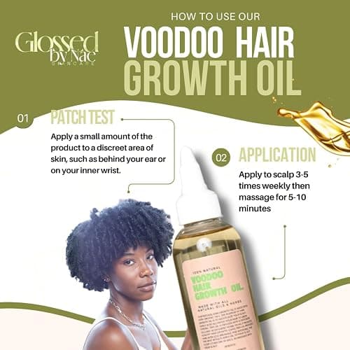 Glossed By Nae Voodoo Hair Growth Oil - Infused with Rosemary, Lemongrass, Grapeseed & Castor Oil for Hair Growth, Scalp Itchiness & Dry Scalp - 4 Fl Oz - All Hair Types thumbnail 2