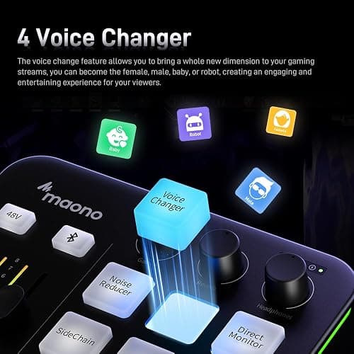 MAONO Gaming Audio Mixer, Audio Interface with Pro-preamp, RGB, Bluetooth, 48V Phantom Power for Live Streaming, Podcasting, Content Create, Gaming MaonoCaster G1 NEO (Not for USB Mic) thumbnail 3