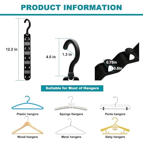 Closet Organizers and Storage,Upgraded Organization and Storage Clothes Hanger,12 Pack College Dorm Room Essentials,Sturdy Closet Organizer Home Essentials Space Saving Hangers for Thick Clothe thumbnail 2