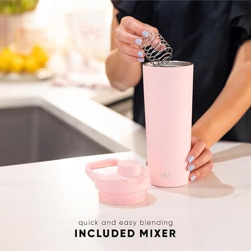 Simple Modern Stainless Steel Shaker Bottle with Ball 24oz | Metal Insulated Cup for Protein Mixes, Shakes and Pre Workout | Rally Collection | Cream Leopard thumbnail 2