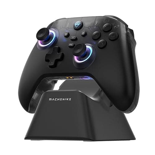 Machenike G3V2 Bluetooth Controller for Pc/Switch/Ios/Android, Hall Effect Joysticks, RGB Lighting Gaming Controller,2 Programmable Buttons,1000mah Battery With Charging Station, Black - Image 1
