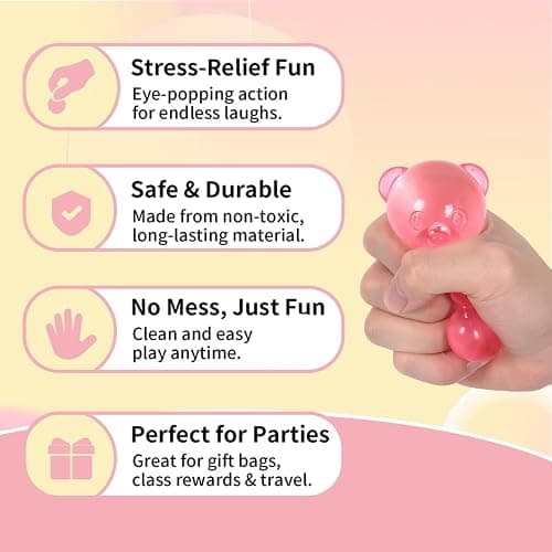 Gummy Bear Squishy Toy for Kids Ages 3+ & Adults, Slow Rising Squeeze Bear, Soft High-Density Handheld Sensory Toy, Cute Party Favor, Classroom Prize & Desk Toy(Pink) thumbnail 5