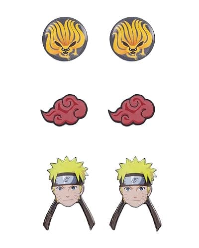 Naruto Shippuden Character And Icons 6 Pack Costume Jewelry Stud Earrings Set thumbnail 3