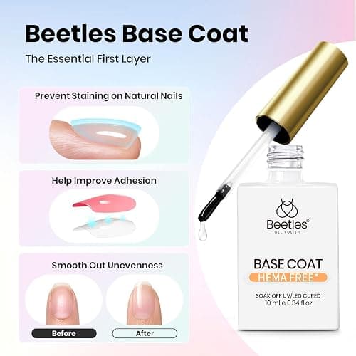 Beetles Gel Base and Top Coat Set 3 x 10ml | HEMA-Free Base & Glossy and Matte Top Coat, UV LED Soak-Off Gel Polish Kit thumbnail 5