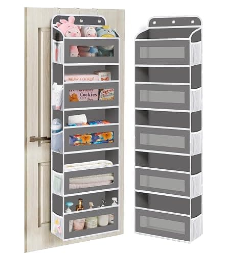 KYEVIS Over The Door Organizer, 5 Shelves Closet Door Hanging Storage and Organizer with 10 Mesh Pockets, Nursery Closet Organizer, Baby Essentials, Stuffed Animal Storage - Image 1