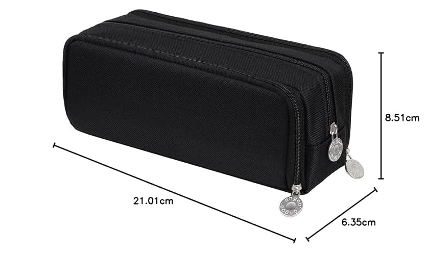 Chelory Large Capacity Pencil Case Big Pencil Bag Pouch 3 Compartment Pen Cases for Office Organizer High Storage Makeup Bag Men Women Adults, Black thumbnail 3