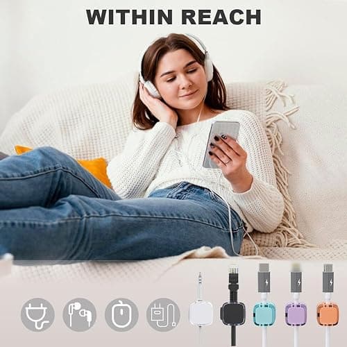 6 Pack Magnetic Cable Clips, Cord Organizer Holder, Strong Adhesive Desk Cable Management Organizer, Phone USB Charging Cords Wire Holder Organizer for Home, Office, Car, Desk, Nightstand (Purple) thumbnail 3