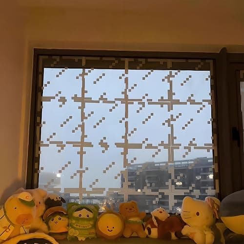 16Pcs Modern Pixel Pattern Window Privacy Film,Self-Adhesive Glass Sticker, Geometric Design,33x33cm thumbnail 5