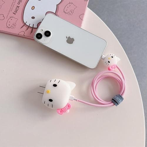 Tospania Cute Cartoon Charger Protector Case - Compatible for iPhone 18W 20W USB-C Power Adapter and Lightning Cable thumbnail 2