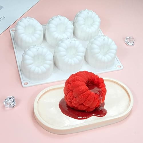 mostsom Silikon-Dessertform, 6 Mulden, Himbeer-Muster, Schokoladen-Mousse-Kuchenform, flexible Backform für Süßigkeiten, Gelee, Eiswürfel (B_ Himbeere) thumbnail 3