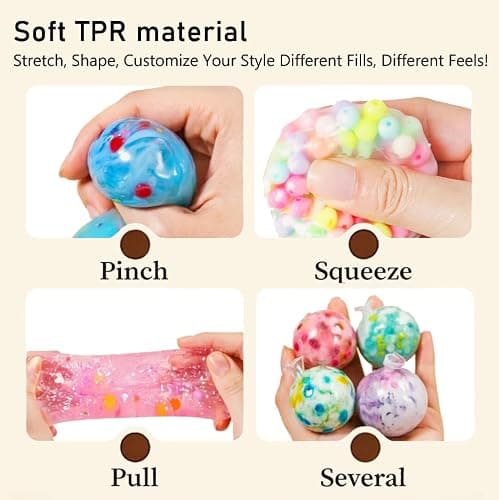 20CPS DIY Stress Ball Making Kit , Empty Stress Ball Skin with Expander & Vacuum Tool, Complete Squishy Maker Kit for Adults Kids (A- (Clear 4cm, 6cm, Barbed 6cm, White 6cm)) thumbnail 3