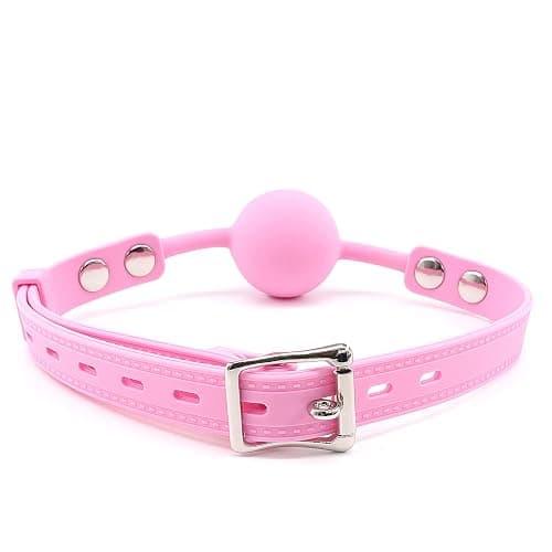 Women Pink Silicone Bondage Ball Gag for Sex Games, Silicone Sex Toys Open Mouth SM Bite Gag, Bondage Restraints Sex Gag Muzzles for SM Games (Pink-1) thumbnail 2