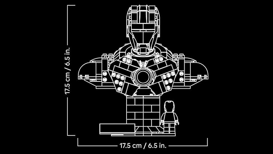 LEGO Marvel Iron Man MK4 Bust - Display Model Building Set for Adults incl. a Tony Stark Minifigure, plus Shoulder Cannons and a Rotating Head - Collectible Avengers Gift for Fans - 76327 | Tony Stark Minifigure, Shoulder Cannons, Rotating Head, Collectible Avengers Gift, 76327 thumbnail 3