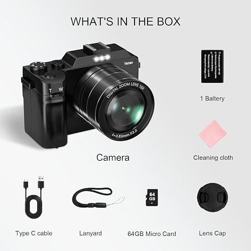 Yatao Digital Camera with WiFi, 64MP Photography and 4K 5K Vlogging Camera Kit for YouTube, Front and Rear Dual Camera for Convenient Selfie, Equipped with 64GB Micro Card thumbnail 9