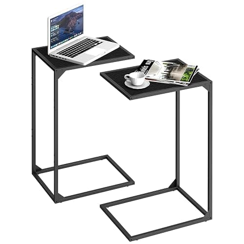 Sunexinlo C-Shaped Side Tables for Small Spaces – Convenient and Versatile Snack Tables for Living Room, Bedroom, or Office Use, for Sofa or Bedside (Black) - Image 1