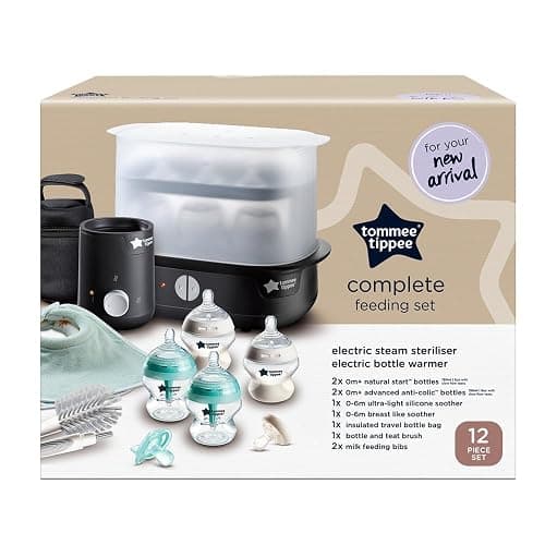 Tommee Tippee Complete Feeding Set, Black, with Electric Steam Steriliser, Newborn Self-Sterilising Baby Bottles and Easiwarm Bottle Warmer, Essential for Parents with Newborns thumbnail 3