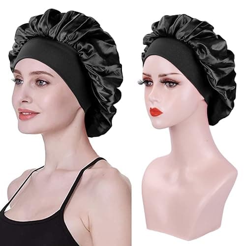 2 Pieces Bonnet Satin Cheveux Nuit, Bonnet en Soie pour Femme thumbnail 2