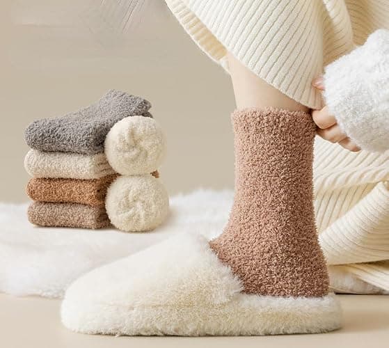 Kelabia Women Fuzzy Socks Warm Fluffy Socks Japanese Thick Slipper Socks Aesthetic Fleece Long Socks thumbnail 2