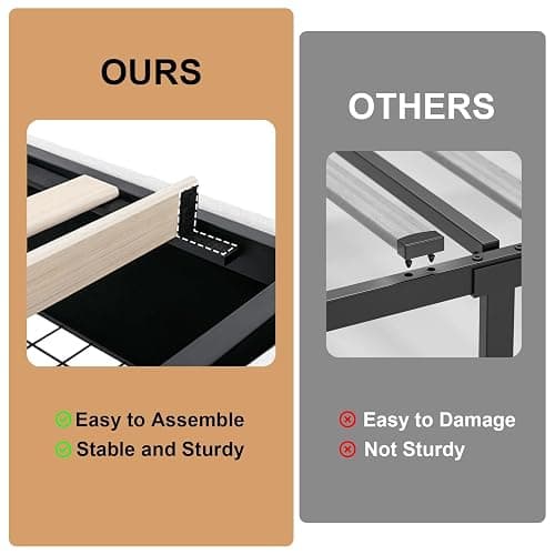 Benevika Full Bed Frame with 4 Storage Drawers and Adjustable Headboard, Upholstered Platform Bed with LED Lights and USB Ports, Solid Wooden Slats Support, Faux Leather, Easy Assembly, Beige thumbnail 7
