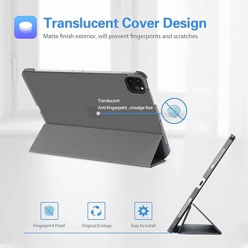 ProCase Smart Case for iPad Pro 12.9 2022/2021/2020/2018, Slim Stand Hard Back Shell Smart Cover for iPad Pro 12.9" 6th Gen/5th Gen/4th Gen/3rd Gen -Grey thumbnail 4