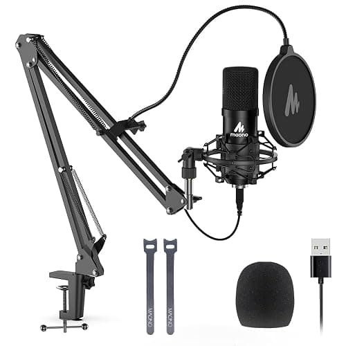 USB Microphone, MAONO 192KHZ/24Bit Plug & Play PC Computer Podcast Condenser Cardioid Metal Mic Kit with Professional Sound Chipset for Recording, Gaming, Singing, YouTube (AU-A04) - Image 1