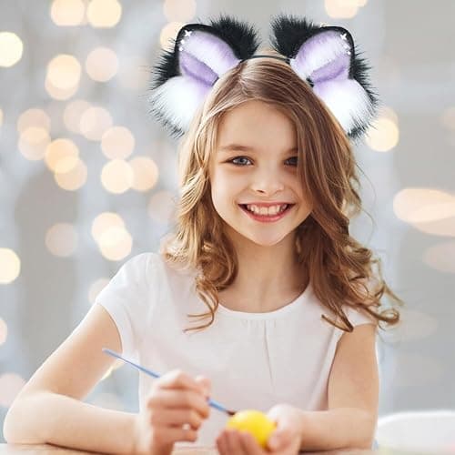 Eforcase Faux Wolf Ears Headwear Faux Fur Headbands Headdress Halloween Animal Cosplay Costume Accessories for Women thumbnail 4