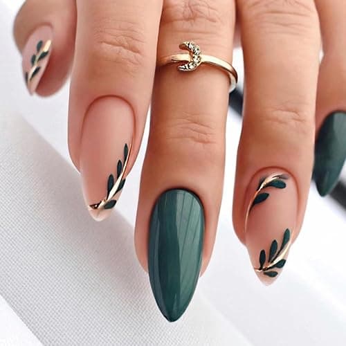 6 Packs (144 Pcs) Almond, Flower & Leaf Press on Nails - Short, Medium Sizes - 6 Styles - Fake Nails Kit for Women thumbnail 4