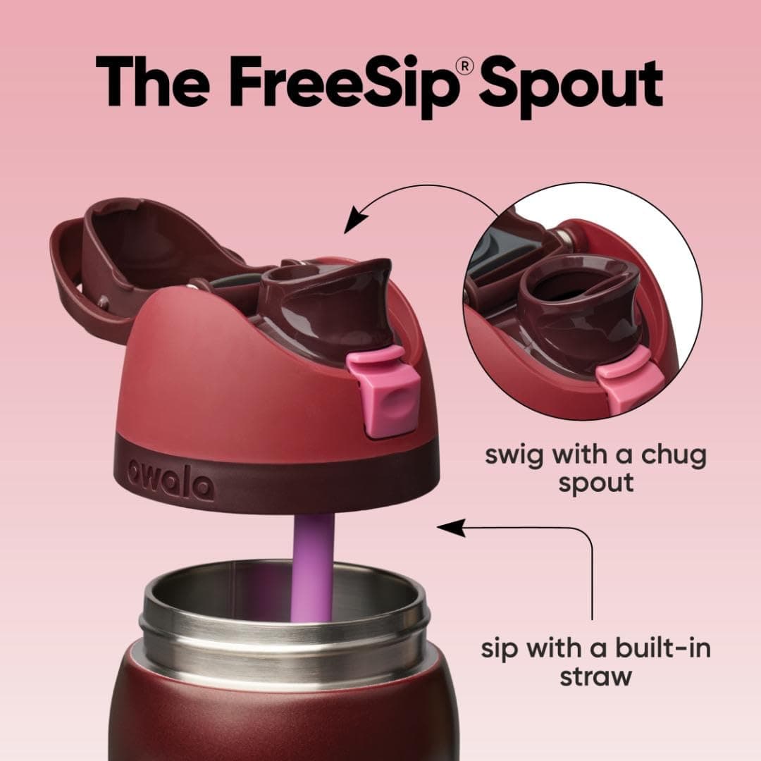 Owala FreeSip - Acero inoxidable - 32 oz - Rojo Negro Cereza thumbnail 2