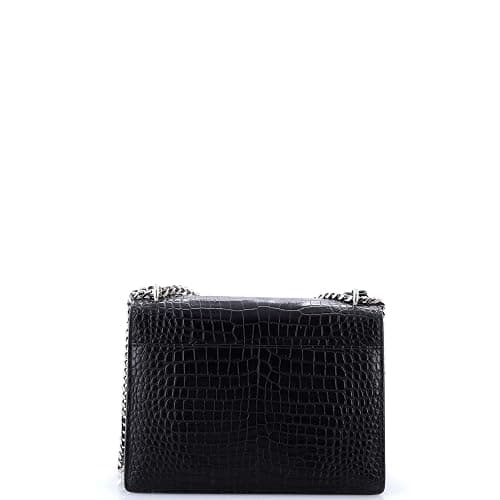 Saint Laurent, Pre-Loved Sunset Crossbody Bag Crocodile Embossed Leather Medium, Black thumbnail 3