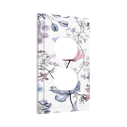 Naiqadnehz Outlet Covers Watercolor Floral Pink Blue Purple 1 Gang Duplex Light Switch Cover Plate Decorative Switch Plate Covers Electrical Socket Cover for Home living Room Decor thumbnail 3