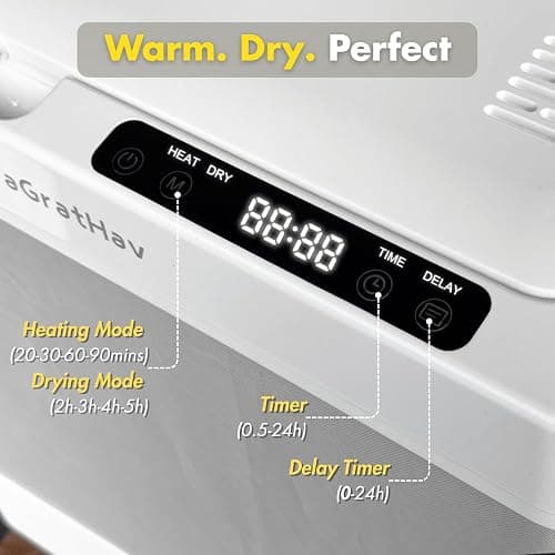 aGratHav Towel Warmer for Bathroom, Foldable Towel Warmer Bucket, Blanket Warmer, Extra-Large 35L Fast Heating, Heating & Drying Modes & Timer, ETL Certification, 6 Free Fragrance Discs, White thumbnail 5