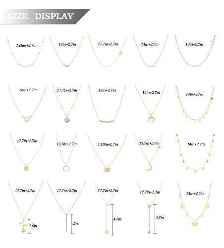Honsny 20PCS 14K Gold Plated Choker Necklaces for Women, Dainty Gold Diamond Coin Pearl Pendant Simple Chain Necklace Set Cute Gold Layered Necklaces for Women Teen Jewelry Gifts thumbnail 5